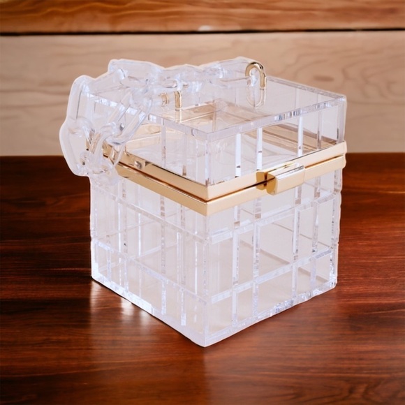 Renata Clear Resin Chunky Chain Box Bag Clutch NWT Francesca’s NWT - Picture 9 of 10